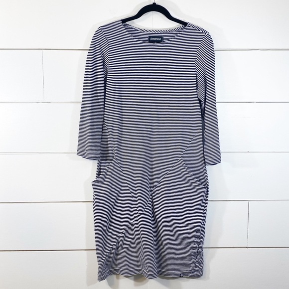 Betabrand Navy Striped 30-day Jersey Mini Dress - Picture 5 of 12